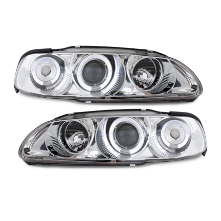 Phares Honda Civic 2/3T 91-95 avec anneaux lumineux angel eyes Chrome Phares Honda Civic 2/3T 91-95 avec anneaux lumineux angel eyes Chrome