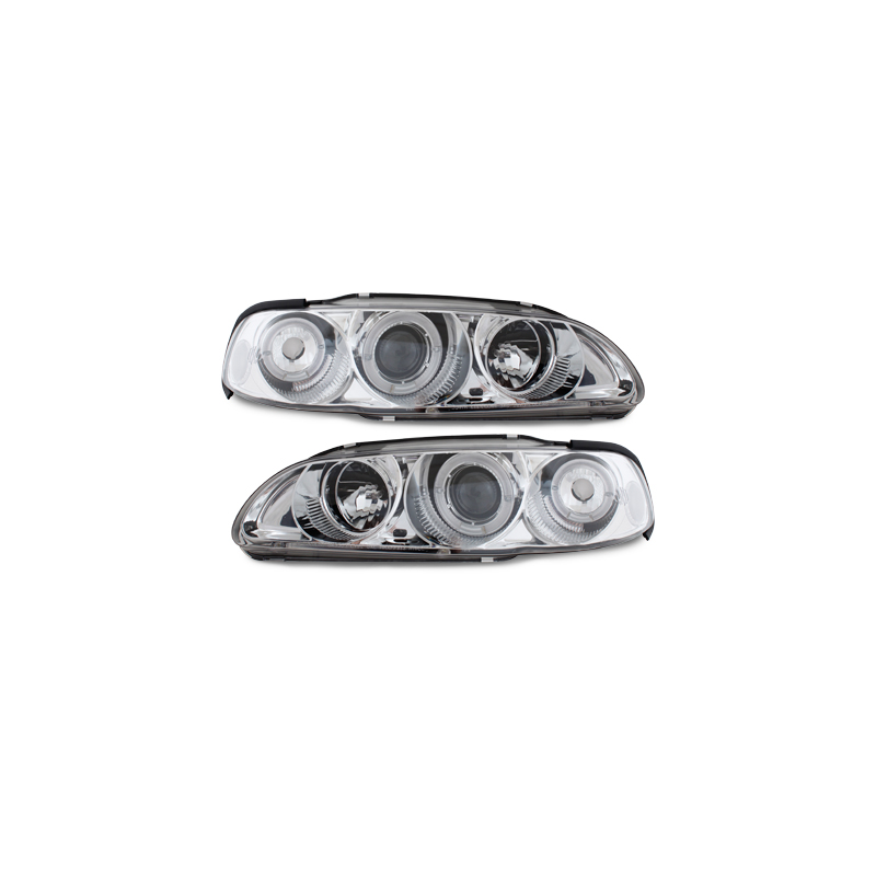 Phares Honda Civic 2/3T 91-95  avec anneaux lumineux angel eyes  Chrome