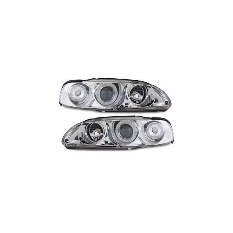 Phares Honda Civic 2/3T 91-95  avec anneaux lumineux angel eyes  Chrome