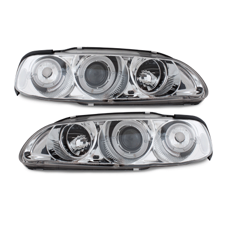 Phares Honda Civic 2/3T 91-95 avec anneaux lumineux angel eyes Chrome Phares Honda Civic 2/3T 91-95 avec anneaux lumineux angel eyes Chrome