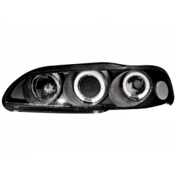 Phares Honda Civic 2/3T 91-95  avec anneaux lumineux angel eyes  Noir