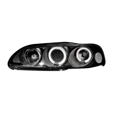 Phares Honda Civic 2/3T 91-95 avec anneaux lumineux angel eyes Noir Phares Honda Civic 2/3T 91-95 avec anneaux lumineux angel eyes Noir
