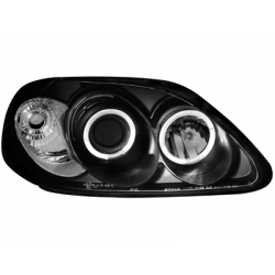 Phares Honda Civic 2/5T 99-02  avec anneaux lumineux angel eyes  Noir
