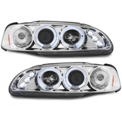 Phares Honda Civic 2/3T 91-95  avec 2 Anneaux lumineux Angel Eyes  Chrome