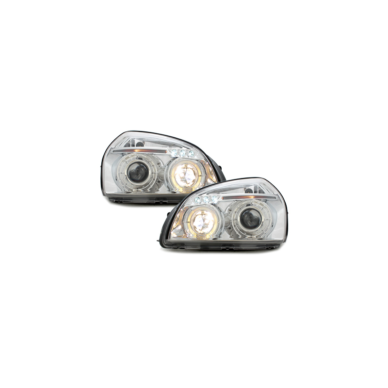 Phares Hyundai Tucson 04+  avec Anneaux lumineux Angel Eyes   Chrome