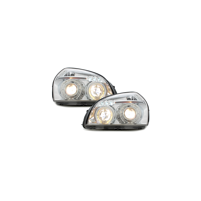Phares Hyundai Tucson 04+  avec Anneaux lumineux Angel Eyes   Chrome