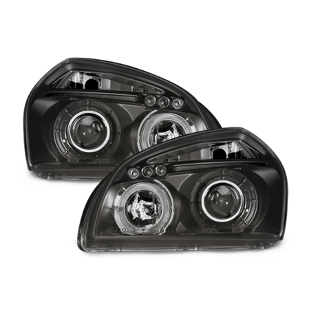 Phares Hyundai Tucson 04+ avec Anneaux lumineux Angel Eyes Noir Phares Hyundai Tucson 04+ avec Anneaux lumineux Angel Eyes Noir