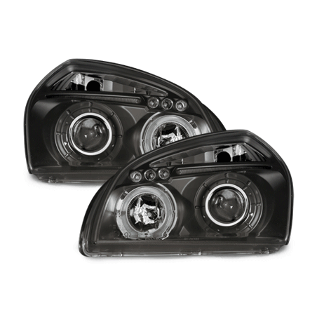 Phares Hyundai Tucson 04+ avec Anneaux lumineux Angel Eyes Noir Phares Hyundai Tucson 04+ avec Anneaux lumineux Angel Eyes Noir