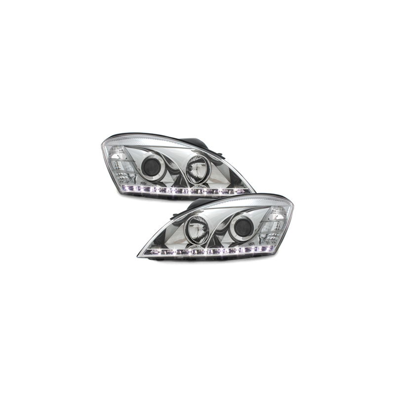 Phares DAYLINE KIA CEE'D 06-09  avec feux diurne LED  Chrome