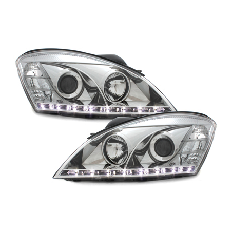 Phares DAYLINE KIA CEE'D 06-09 avec feux diurne LED Chrome Phares DAYLINE KIA CEE'D 06-09 avec feux diurne LED Chrome