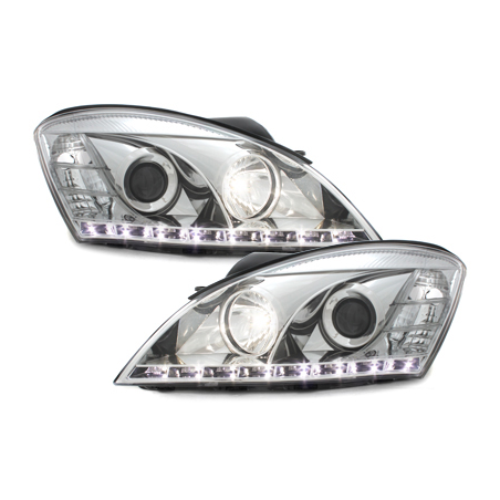 Phares DAYLINE KIA CEE'D 06-09 avec feux diurne LED Chrome Phares DAYLINE KIA CEE'D 06-09 avec feux diurne LED Chrome
