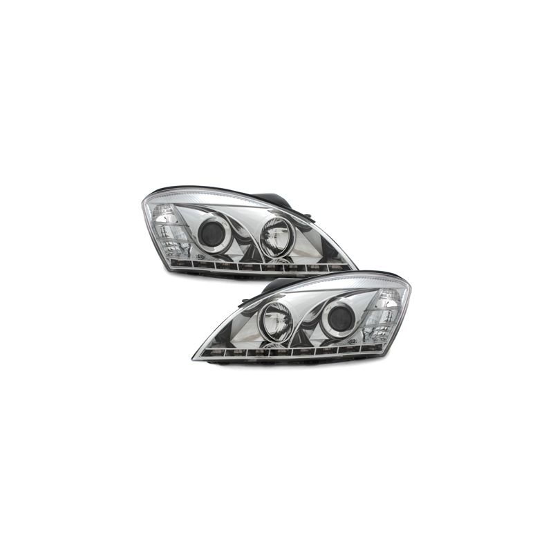 Phares DAYLINE KIA CEE'D 06-09  avec feux diurne LED  Chrome