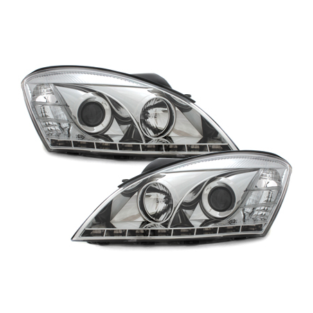 Phares DAYLINE KIA CEE'D 06-09 avec feux diurne LED Chrome Phares DAYLINE KIA CEE'D 06-09 avec feux diurne LED Chrome