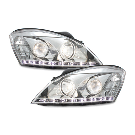 Phares DAYLINE KIA CEE'D 06-09 avec feux diurne LED Chrome Phares DAYLINE KIA CEE'D 06-09 avec feux diurne LED Chrome