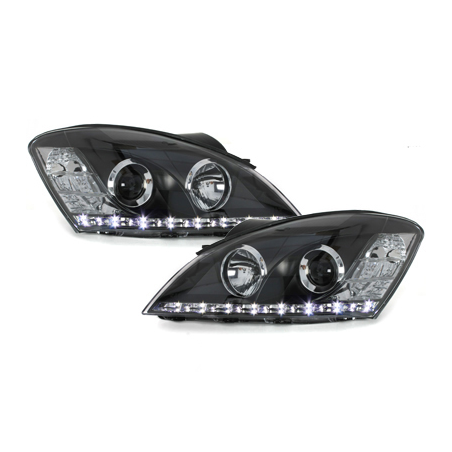 Phares DAYLINE KIA CEE'D 06-09 avec feux diurne LED Noir Phares DAYLINE KIA CEE'D 06-09 avec feux diurne LED Noir