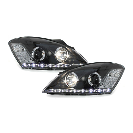 Phares DAYLINE KIA CEE'D 06-09 avec feux diurne LED Noir Phares DAYLINE KIA CEE'D 06-09 avec feux diurne LED Noir