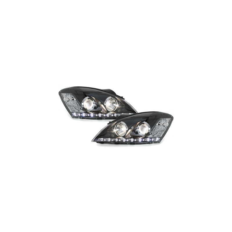 Phares DAYLINE KIA CEE'D 06-09  avec feux diurne LED  Noir