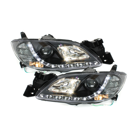 Phares DAYLINE Mazda 3 4T/D/P 03-08 Noir Phares DAYLINE Mazda 3 4T/D/P 03-08 Noir