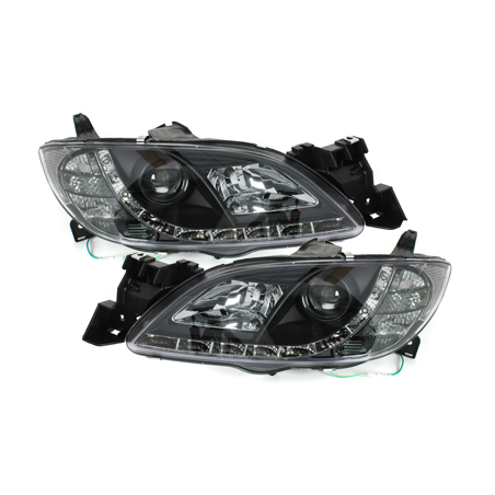 Phares DAYLINE Mazda 3 4T/D/P 03-08 Noir Phares DAYLINE Mazda 3 4T/D/P 03-08 Noir