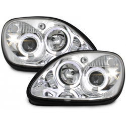 Phares Mercedes Benz R170 SLK 96-04  avec anneaux lumineux angel eyes  Chrome