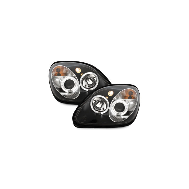 Phares Mercedes Benz R170 SLK 96-04  avec anneaux lumineux angel eyes  Noir