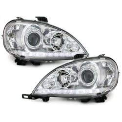 Phares a LED DRL Mercedes Benz W163 ML 02-04  Chrome