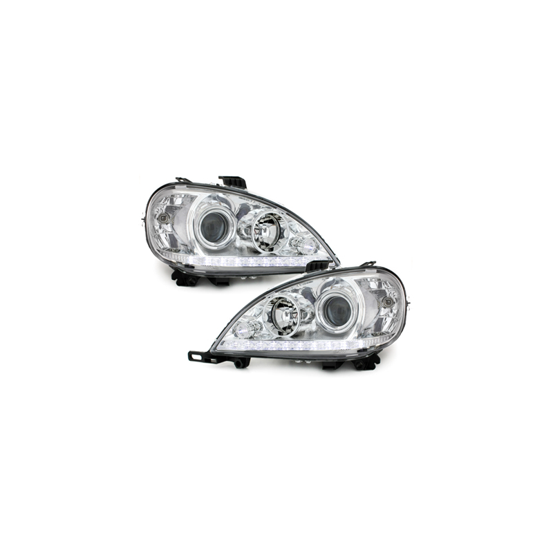 Phares a LED DRL Mercedes Benz W163 ML 02-04  Chrome