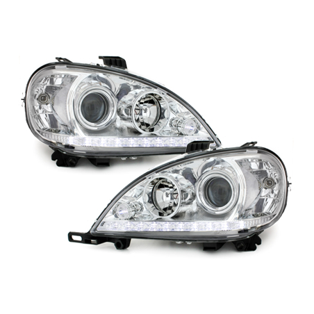 Phares a LED DRL Mercedes Benz W163 ML 02-04  Chrome