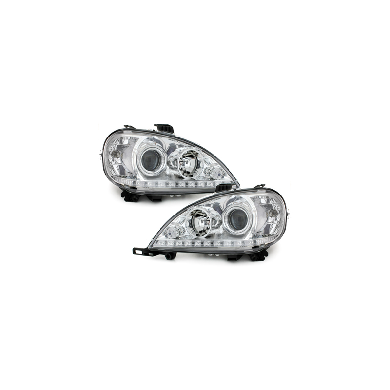 Phares a LED DRL Mercedes Benz W163 ML 02-04  Chrome