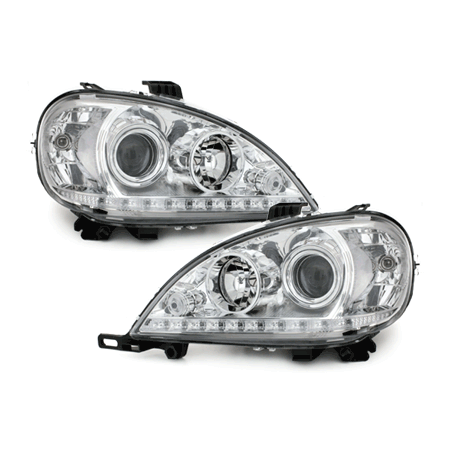 Phares a LED DRL Mercedes Benz W163 ML 02-04  Chrome