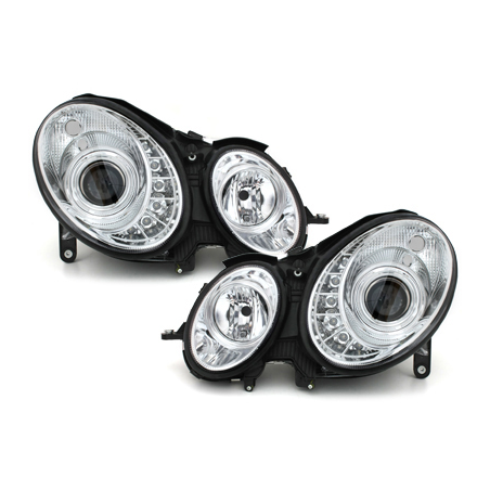 Phares a LED DRL Mercedes B. W211 E-Klasse 02-06 chrome