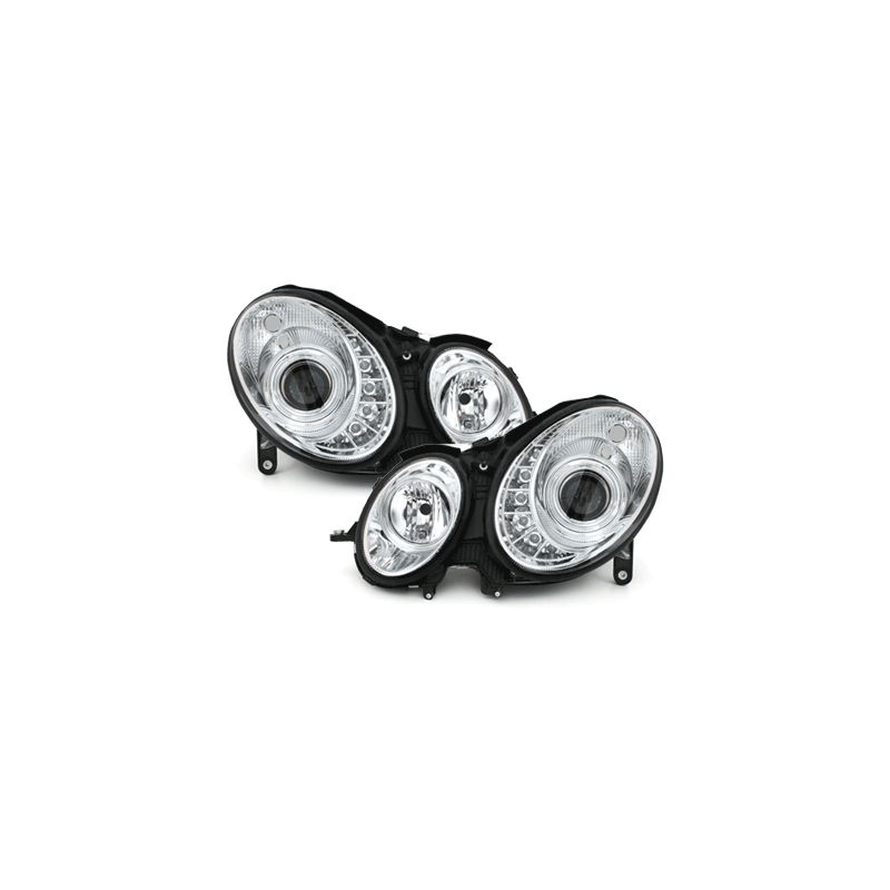 Phares a LED DRL Mercedes B. W211 02-06 _ HID  Chrome