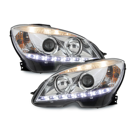 Phares a LED DRL Mercedes Benz C-Klasse W204 07-12_chrom