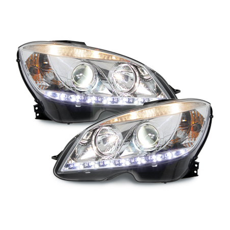 Phares a LED DRL Mercedes Benz C-Klasse W204 07-12_chrom