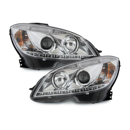 Phares a LED DRL Mercedes Benz C-Klasse W204 07-12_chrom