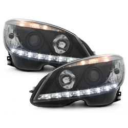 Phares a LED DRL Mercedes Benz C-Klasse W204 07-12 Noir