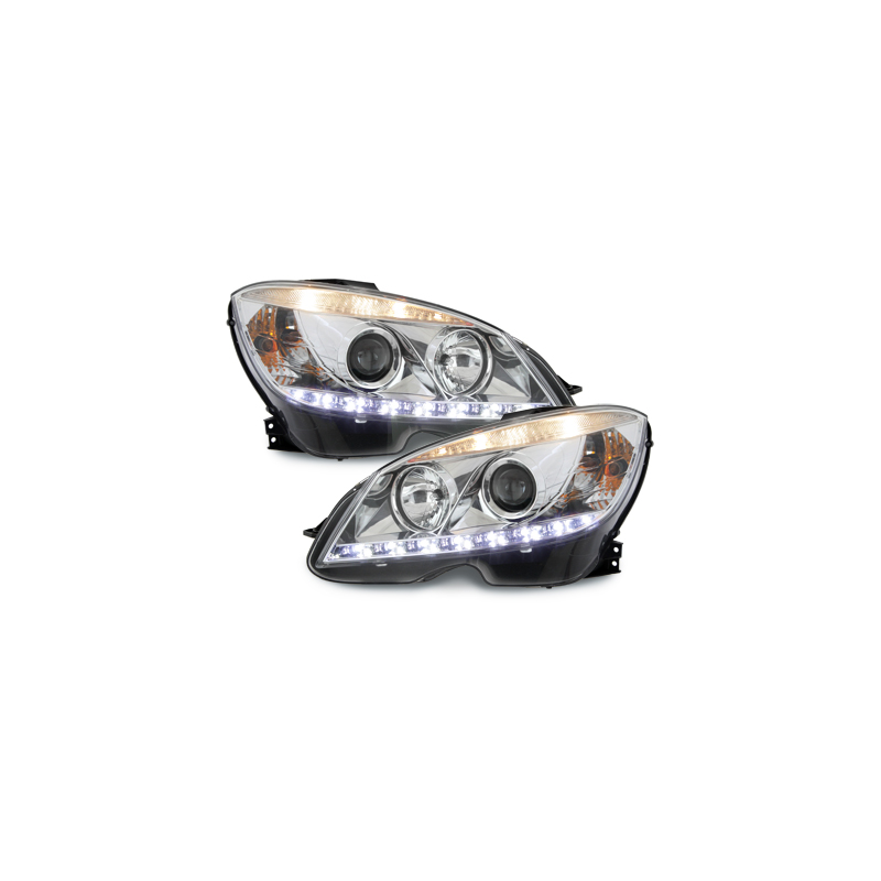 Phares a LED DRL D-LITE Mercedes Benz C-Klasse W204 07-12 Chrome