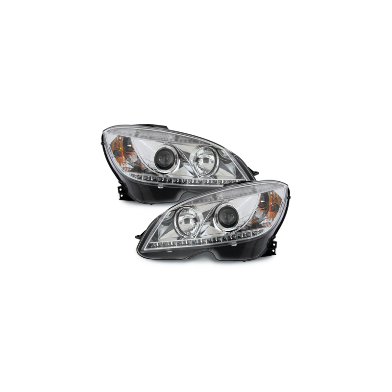 Phares a LED DRL D-LITE Mercedes Benz C-Klasse W204 07-12 Chrome