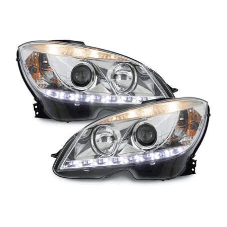 Phares a LED DRL D-LITE Mercedes Benz C-Klasse W204 07-12 Chrome