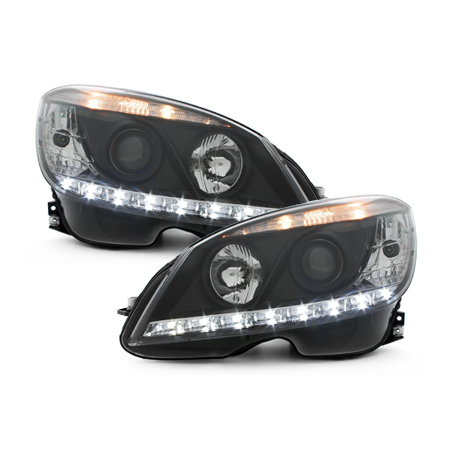 Phares a LED DRL D-LITE Mercedes Benz C-Klasse W204 07-12 Noir