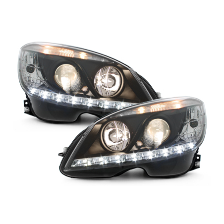 Phares a LED DRL D-LITE Mercedes Benz C-Klasse W204 07-12 Noir