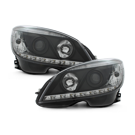 Phares a LED DRL D-LITE Mercedes Benz C-Klasse W204 07-12 Noir