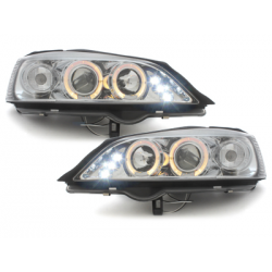 Phares Opel Astra Gauche 98-04  avec anneaux lumineux angel eyes  Chrome