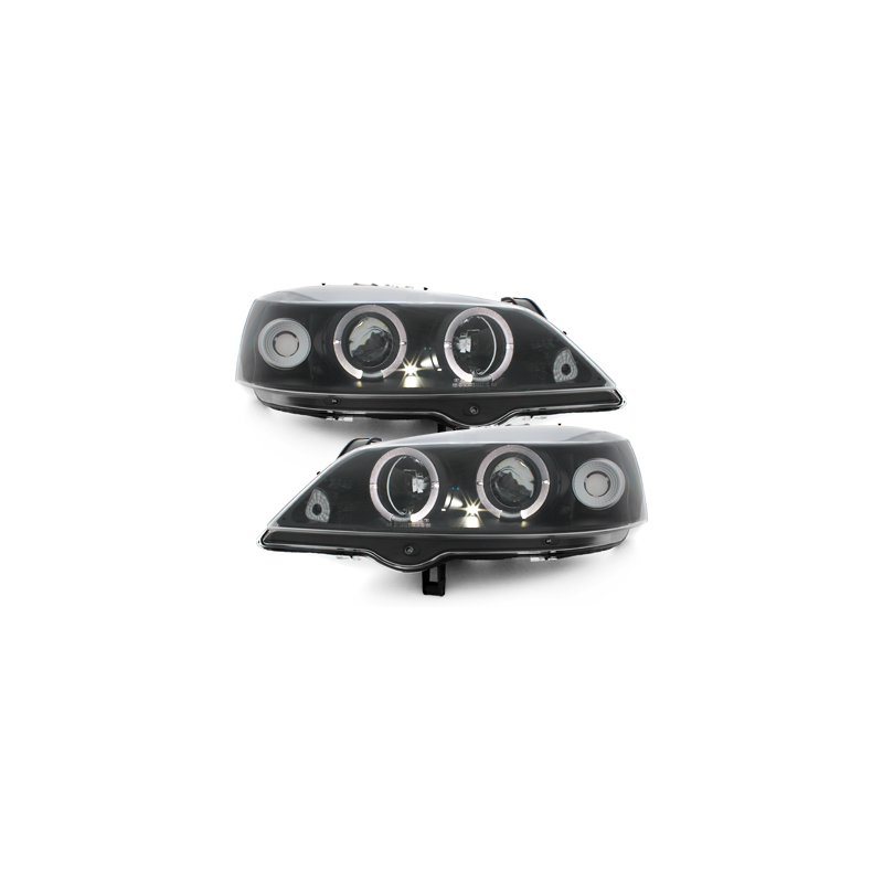 Phares Opel Astra Gauche 98-04  avec anneaux lumineux angel eyes  Noir