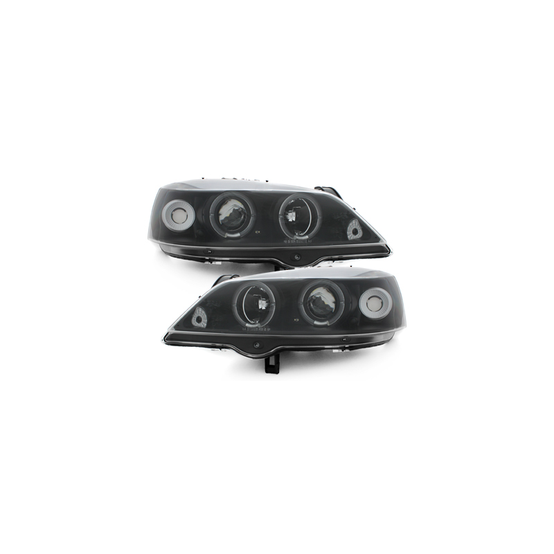 Phares Opel Astra Gauche 98-04  avec anneaux lumineux angel eyes  Noir