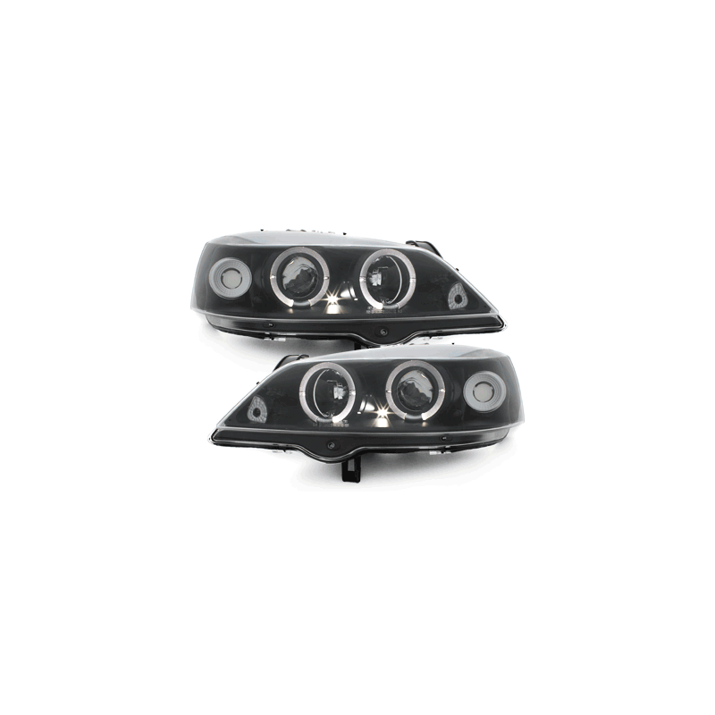 Phares Opel Astra Gauche 98-04  avec anneaux lumineux angel eyes  Noir