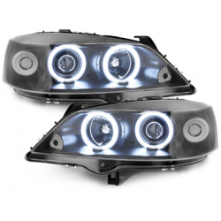 Phares Opel Astra Gauche 98-04  avec anneaux lumineux angel eyes CCFL  Noir