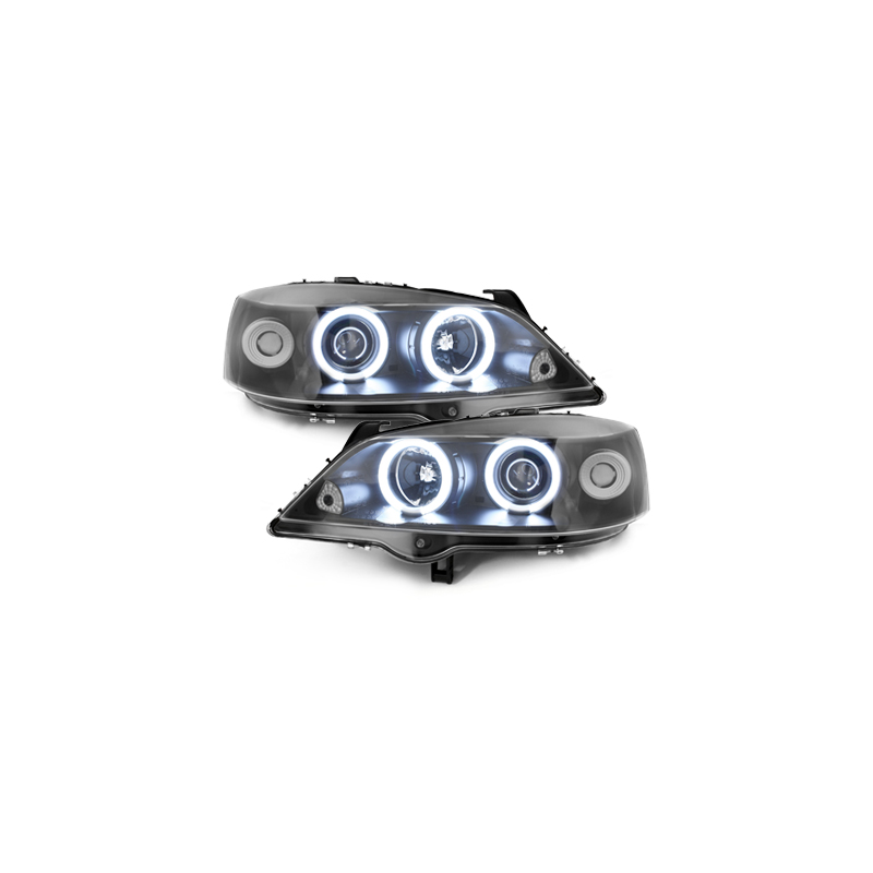 Phares Opel Astra Gauche 98-04  avec anneaux lumineux angel eyes CCFL  Noir