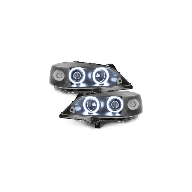 Phares Opel Astra Gauche 98-04  avec anneaux lumineux angel eyes CCFL  Noir