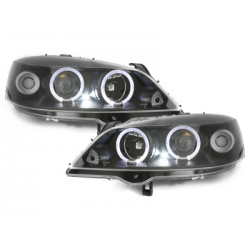 Phares Opel Astra Gauche 98-04  avec anneaux lumineux angel eyes _ RHD  Noir